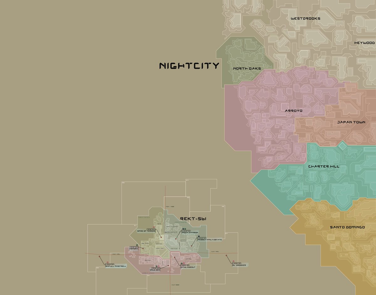 Barbes_'s tweet image. Heres the whole thing, map for my #Cyberpunk2020 campaign

@CyberpunkGame #ttrpg #freemap #map