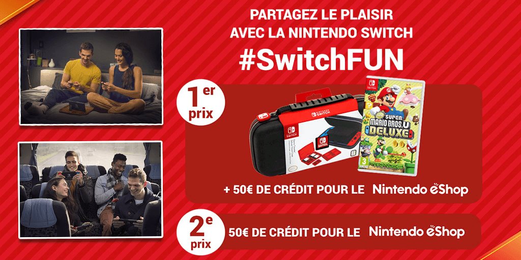 NintendoBE_FR's tweet photo. [CONCOURS] Encore une semaine pour participer à notre concours #SwitchFUN et  pour gagner ces super prix ! Publiez une photo de votre moment multijoueur #NintendoSwitch sur Twitter, Instagram ou Facebook et utilisez le hashtag #SwitchFUN ! Plus d'info: https://t.co/FPkXWFVCaz https://t.co/ZhWLUUznJ8