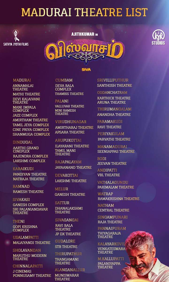 Sakthicinemas's tweet photo. . @CineemaJunction
@AntonyLRuben @sri50
#Viswasam  @kjr_studios #ViswasamFromJan10 #Thala #Ajith #Nayanthara @directorsiva @SureshChandraa @vetrivisuals @immancomposer @SathyaJyothi_ @DoneChannel1 https://t.co/rCohcUU9gQ https://t.co/uUl0GFruzI