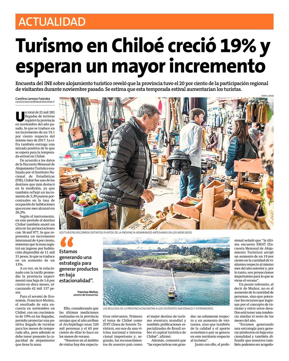 HectorCaripan's tweet photo. El esfuerzo de muchas personas (profesionales, políticos, emprendedores, etc.) van dando resultados poco a poco. El archipiélago de Chiloé sigue creciendo en desarrollo turístico (aumento de llegada y pernoctacion del turista) nos falta afinar estrategia de precio, pero ahí vamos https://t.co/737k3oQbFv