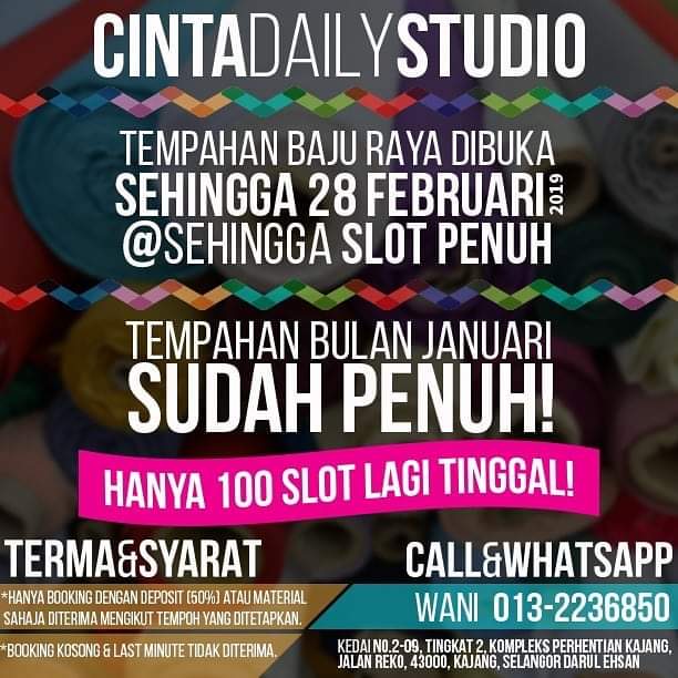 Artillery26 Twitter પર Awek Akak Adik Makcik Dah Ada Tempat Tempah Baju Raya Belum Kain Dah Ready Tapi Tak Tau Nak Hantar Di Mana Jangan Risau Boleh Call Or Datang Sendiri Ke Alamat