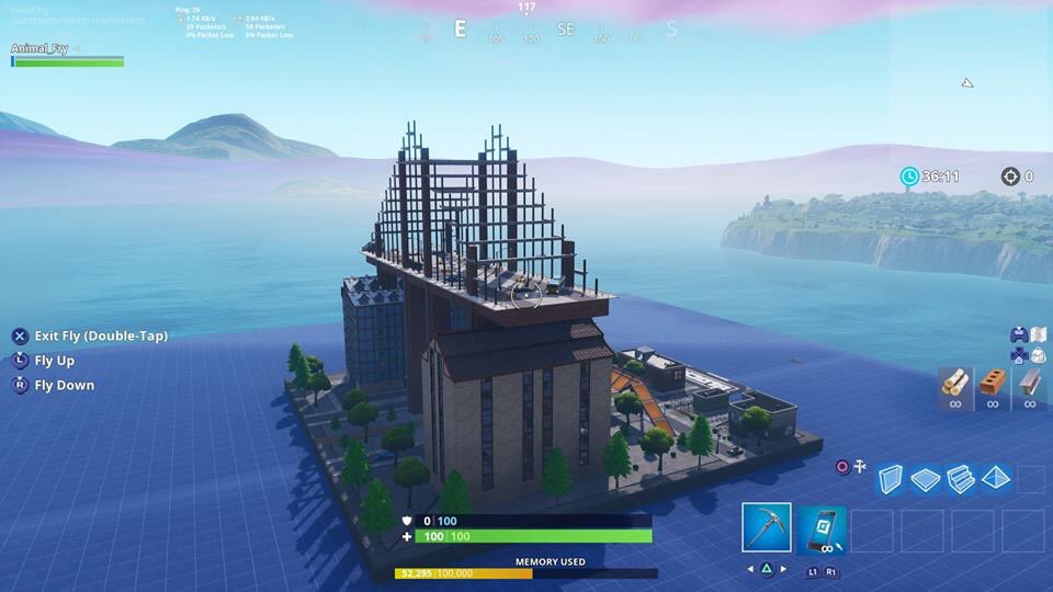 Hunterr_Reed's tweet photo. Well here it is. Spent 52,000 memory but it’s not too far over. Took 15+ hours. Created by me: Animal_Fry. #FortniteBlockParty https://t.co/UTLFsDhEqx