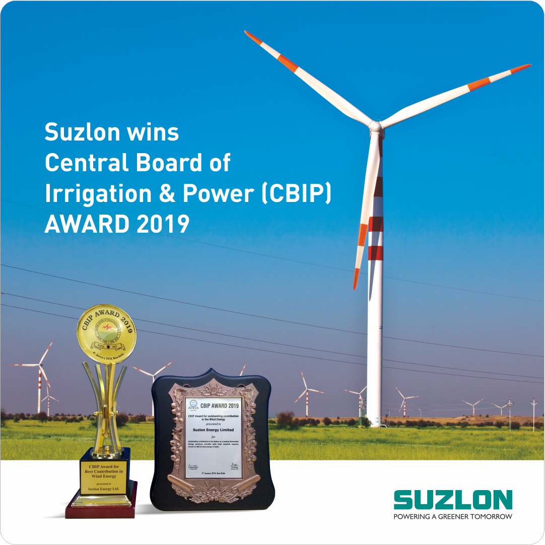 Suzlon's tweet photo. Suzlon was conferred the CBIP Award 2019 for its outstanding contribution in the wind energy sector. The award is testimony to our commitment to deliver quality products &amp; services as a leading global renewable energy solutions provider.
#Renewable #CBIP2019 #Award #WindEnergy https://t.co/KowrLHV2MD