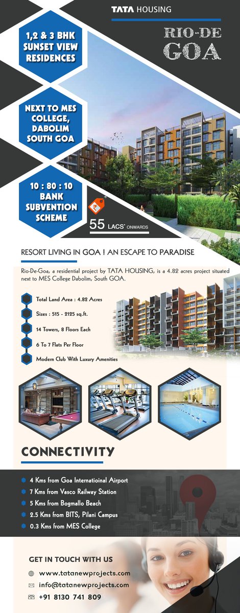 #TataGoaParadise a Modern Residencial Project by #TataHousing offering 1, 2 and 3 BHK apartments and it is situated next to MES College Dabolim, South Goa.
Read More:- bit.ly/1OyamSO