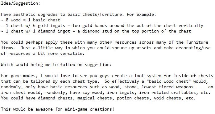 drbigmoney's tweet photo. @Hytale @Simon_Hypixel @Noxywoxy  If you guys are open to other suggestions outside of character items/additions, I think this could add a lot for both builders and modders.  😃 https://t.co/W9oMTJdYX7