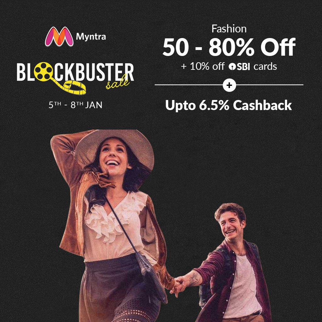 Cashkarocom's tweet photo. Grab your favorites in the #BlockbusterSale and get up to 80% off with upto 6% CashKaro Cashback! Start shopping here: https://t.co/yDTjJjwhPX

#CashKaro #Cashback #Myntra #YouGetMore https://t.co/flTwcBYJJn
