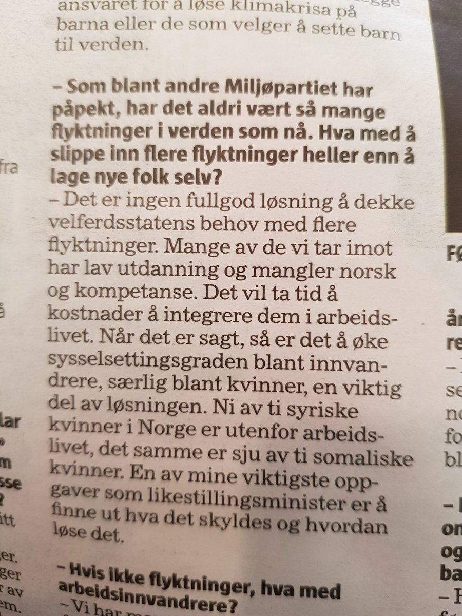 HisbahJustice's tweet image. Linda Hofstad Helleland mener norske kvinner må føde mer fordi det er for tid- og kostnadskrevende å få flyktninger inn i arbeidslivet.Sist jeg sjekket var var ikke babyer født med utdannelse og norskferdigheter: Minst 18 år med kompetansebyggende tiltak er ganske ressurskrevende