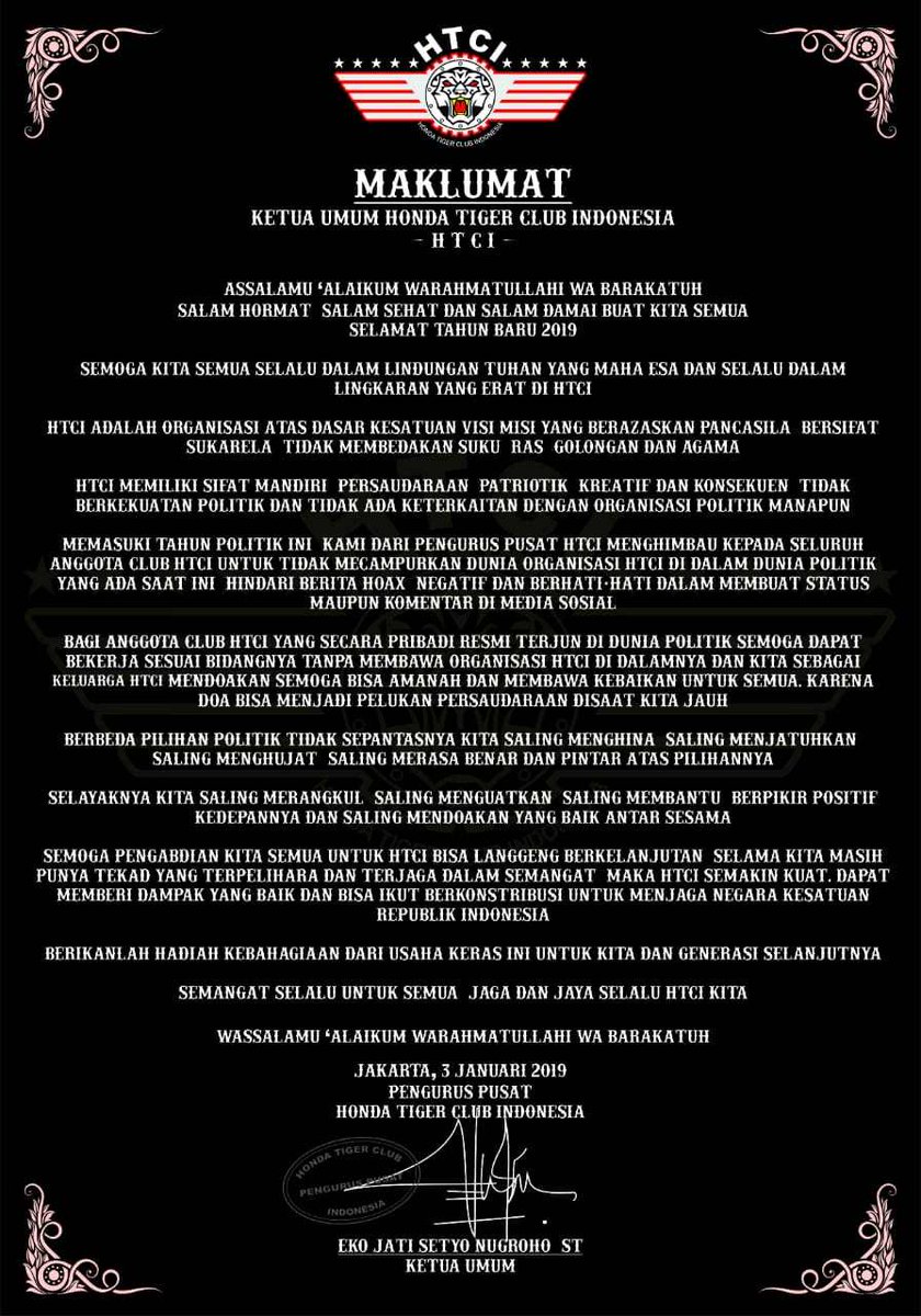 Maklumat Ketua Umum PP HTCI tiger-club.or.id/maklumat-ketua…