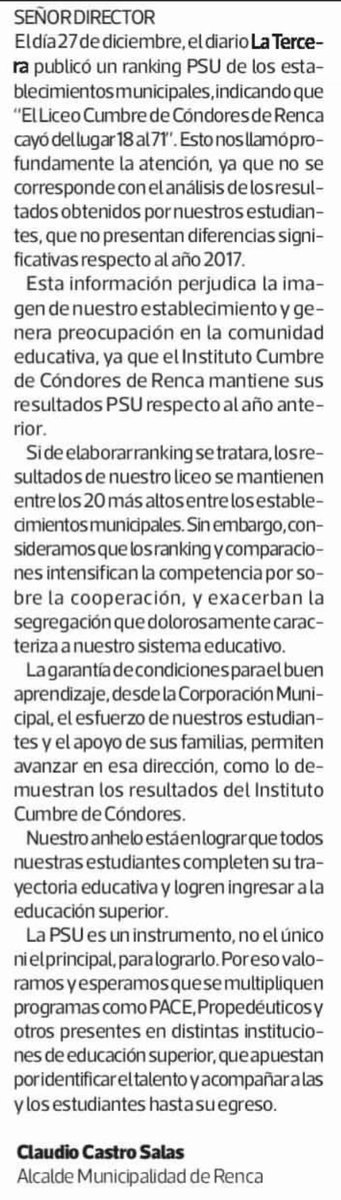 cn_castro's tweet photo. La Educación Pública d #Renca apuesta a q TOD@S nuestros estudiantes, de TODAS las escuelas, completen su trayectoria educativa y tengan posibilidad de continuar sus proyectos de vida. Cuando ese es el objetivo, algunos indicadores estandarizados -como la PSU- también lo reflejan https://t.co/kvpXrrortA