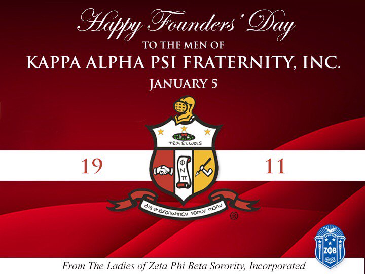 Zeta Phi Beta Sorority, Inc. (@zphibinc1920) on Twitter photo Happy Founders’ Day to the men of Kappa Alpha Psi Fraternity, Inc. Tag your favorite Kappa Man! <a href="/kapsi1911/">Kappa Alpha Psi® Fraternity, Inc.</a> Happy Founders’ Day to the men of Kappa Alpha Psi Fraternity, Inc. Tag your favorite Kappa Man! <a href="/kapsi1911/">Kappa Alpha Psi® Fraternity, Inc.</a>