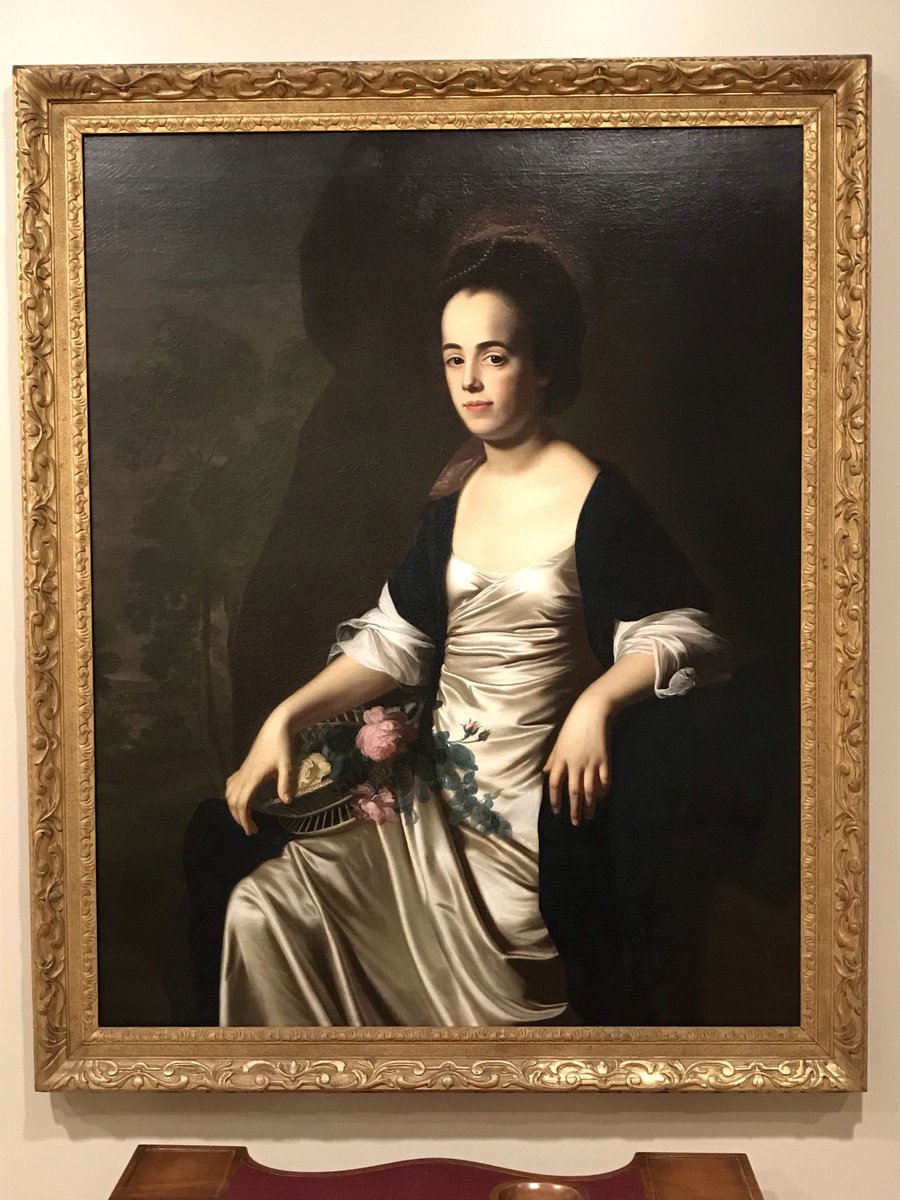 aklange1's tweet photo. That feeling when you turn the corner and run into Judith Sargent Murray! She was writing On the Equality of the Sexes when Copley painted her—not that you can tell from the portrait, which emphasizes her fertility (the flowers) #museums #womenshistory  #aha19 https://t.co/ICWlEyKSBd
