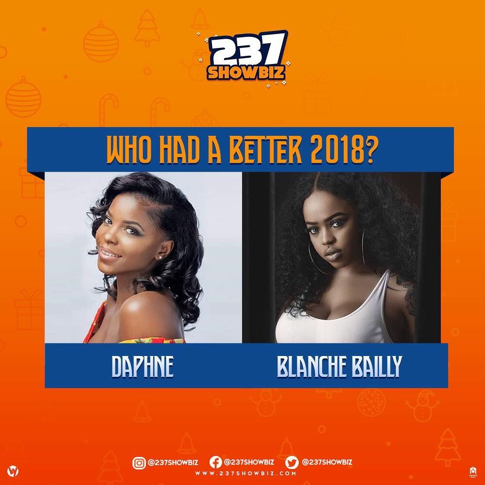 237Showbiz's tweet photo. #237Community To you who had a better 2018? @Is_Daphne or @IsBlancheBailly ? #twitter237 #Team237 #Cameroon #Cameroondigital #237Showbiz https://t.co/QkDilmNK0B