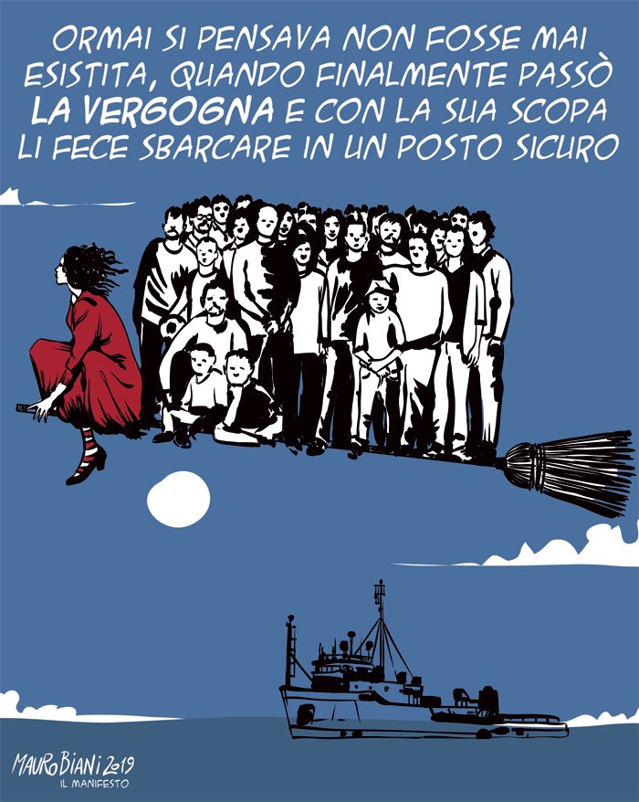 maurobiani's tweet photo. #SeaWatch3 #SeaEye #Epifania La leggenda della Vergogna. Per @ilmanifesto https://t.co/NlPNBcLWiG