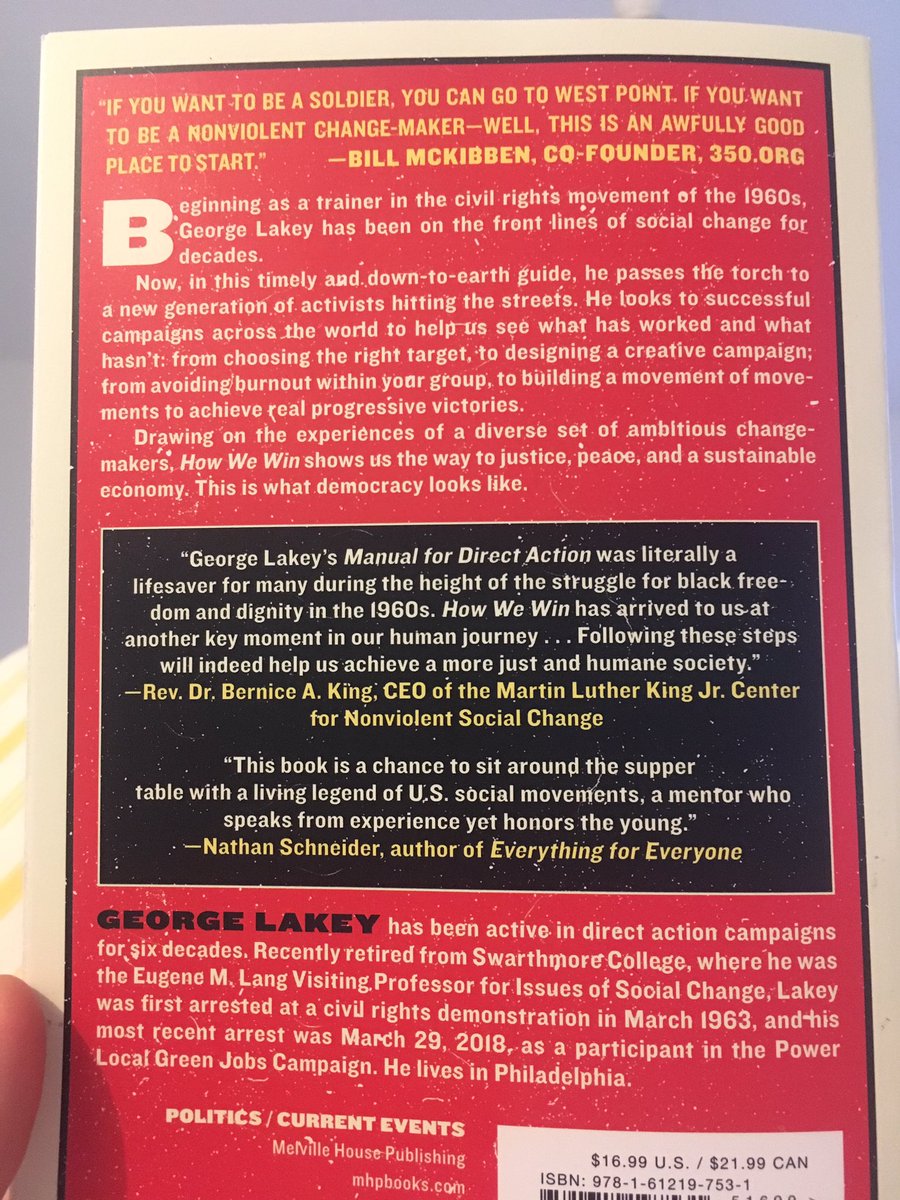 What helps me, when I am feeling down, is to hole up in bed with a book. And lucky me today I have a new exciting one: 
How We Win - <a href="/GeorgeLakey_/">George Lakey</a> 
A Guide to Nonviolent Direct Action Campaigning