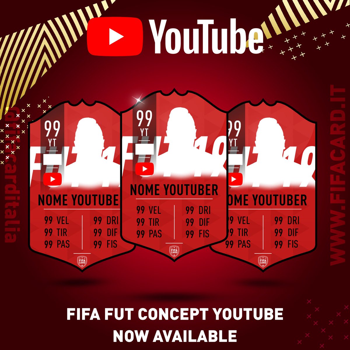 fifacarditalia's tweet photo. Sei uno youtube? Noi abbiamo la card fatta apposta per te! #fifa #fut #futcard #football #soccer #calcio #worldcup #xbox #playstation #gaming #goal #championsleague #uefa #games #youtuber #youtube #fifaultimateteam #fifa19 #pack #packopening #openingpack https://t.co/vrXk30I4oM