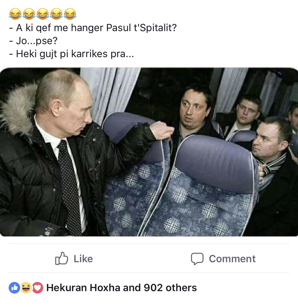 ValonBadivuku's tweet photo. A ki qef me hanger Pasul t’spitalit?
- Komentet Epike 🥘 🍃 #thash #shqip #pasul https://t.co/404ijQes6w