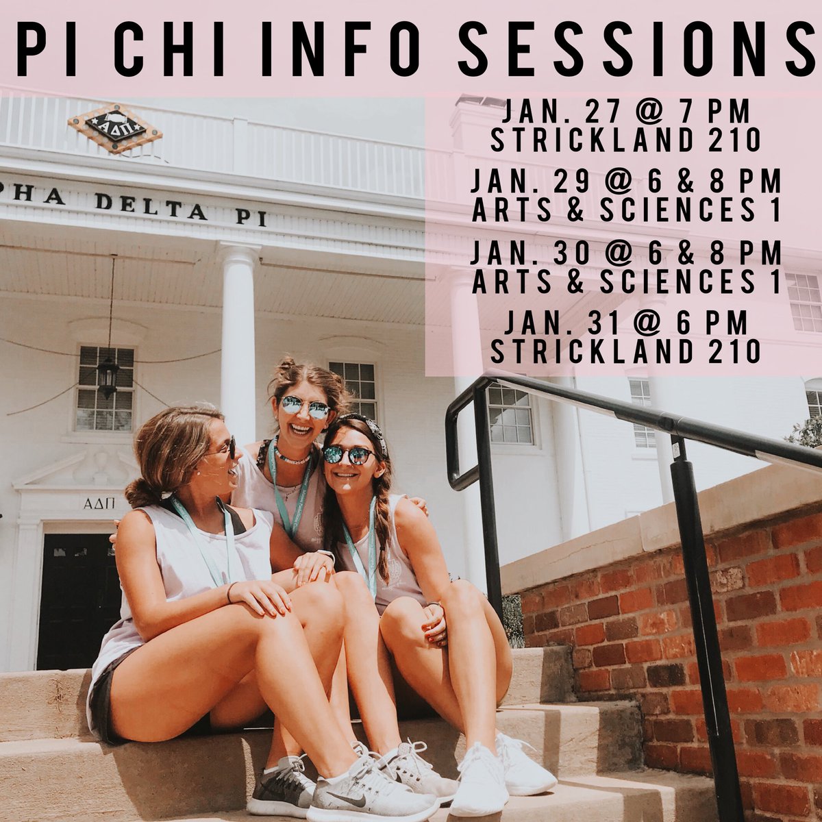 Come join us at an info session to learn about the process of being a Pi Chi and what that means to the PHA community!