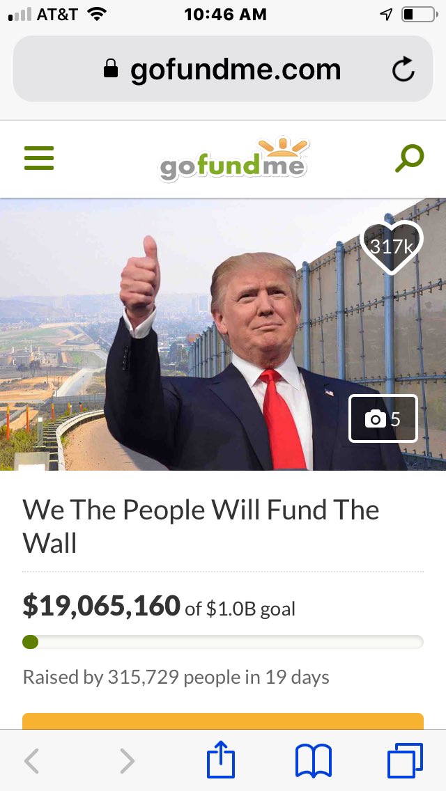 Border wall Go Fund Me has now raised over $19 million