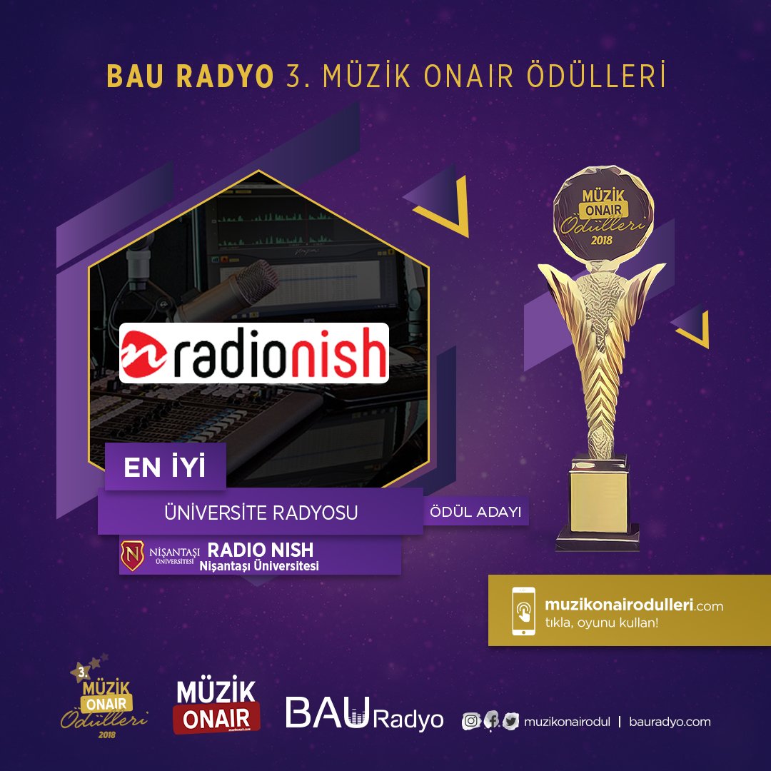 OYLAR RADIO NISH'E! Bu yıl 3.sü düzenlenen Müzik On Air Ödüllerinde “En İyi Üniversite Radyosu” kategorisinde oylarınızı bekliyoruz! Son tarih 14 Ocak. Bu linke tıklayıp oy verebilirsiniz.; muzikonairodulleri.com/anket.asp?dump…