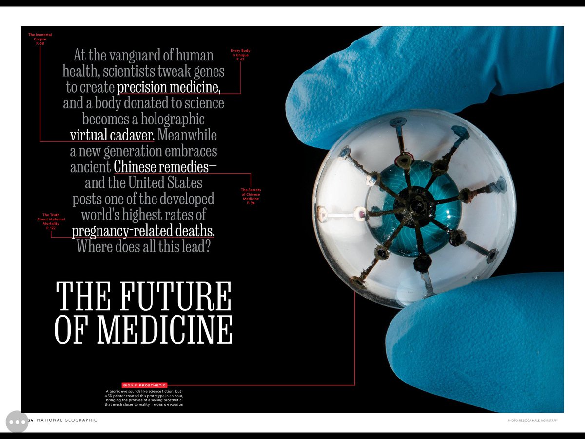 EricTopol's tweet image. Which is why this  issue of @NatGeoMag is a stunner, since the holistic sense was captured
nationalgeographic.com/magazine/2019/… by @FranSmithwrites 
w/ great articles on #cancer immunoRx, innovations @daniel_kraft, diet, maternal mortality &amp;amp; more
Congratulations @susanbgoldberg