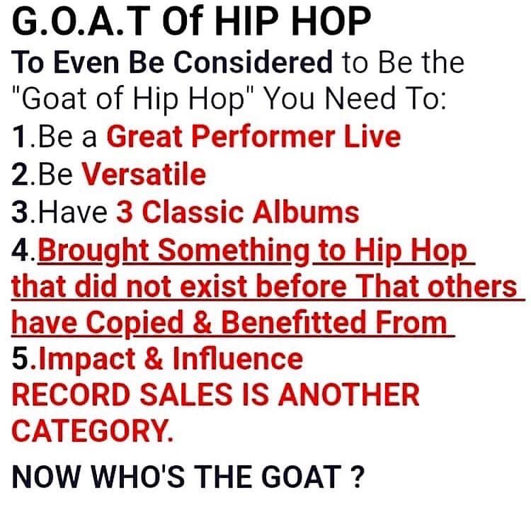 WORLDSTAR's tweet image. Who would be the G.O.A.T of Hip Hop based on this criteria? 🐐🎤🤔