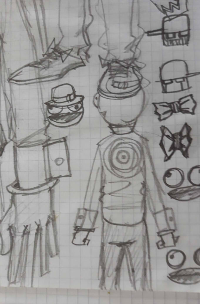 Since I had a solid idea of his general appearance, most sketches were spent trying out details and iconography. 