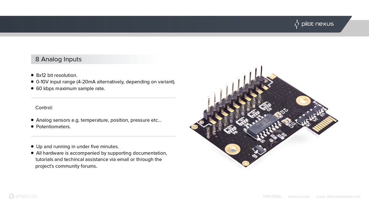 8 Analog Inputs plugin module.

docs.pilotnexus.io

#opensource #electronics #IoT #Internetofthings #Programming #Automation #Hacking #Technology #raspberrypi