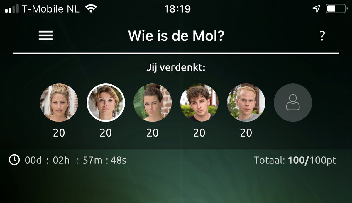 Punten ingestuurd, vooralsnog spreiden. Merel is de mol, duidelijk. Haar naam begint met een M en eindigt op een L net als.... precies: de MOL! #widm #widm2019 PS 🙋‍♀️ ik zoek nog leuke poules om mee te spelen. Ben nu een loner