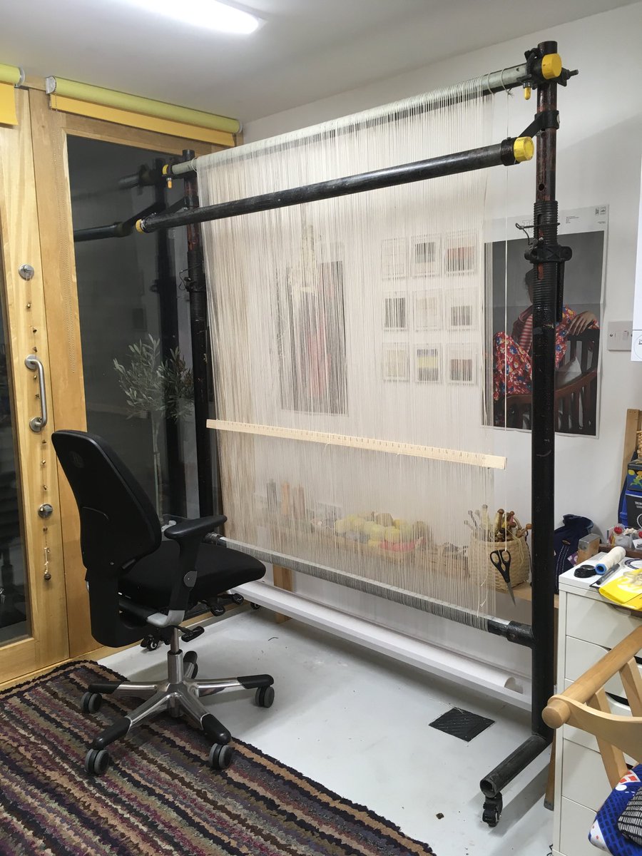 Finished warping up 120cm  double warped. Knots &amp; selvedge tomorrow, cartoon ready to roll out so Monday I may be into a new piece of work😀