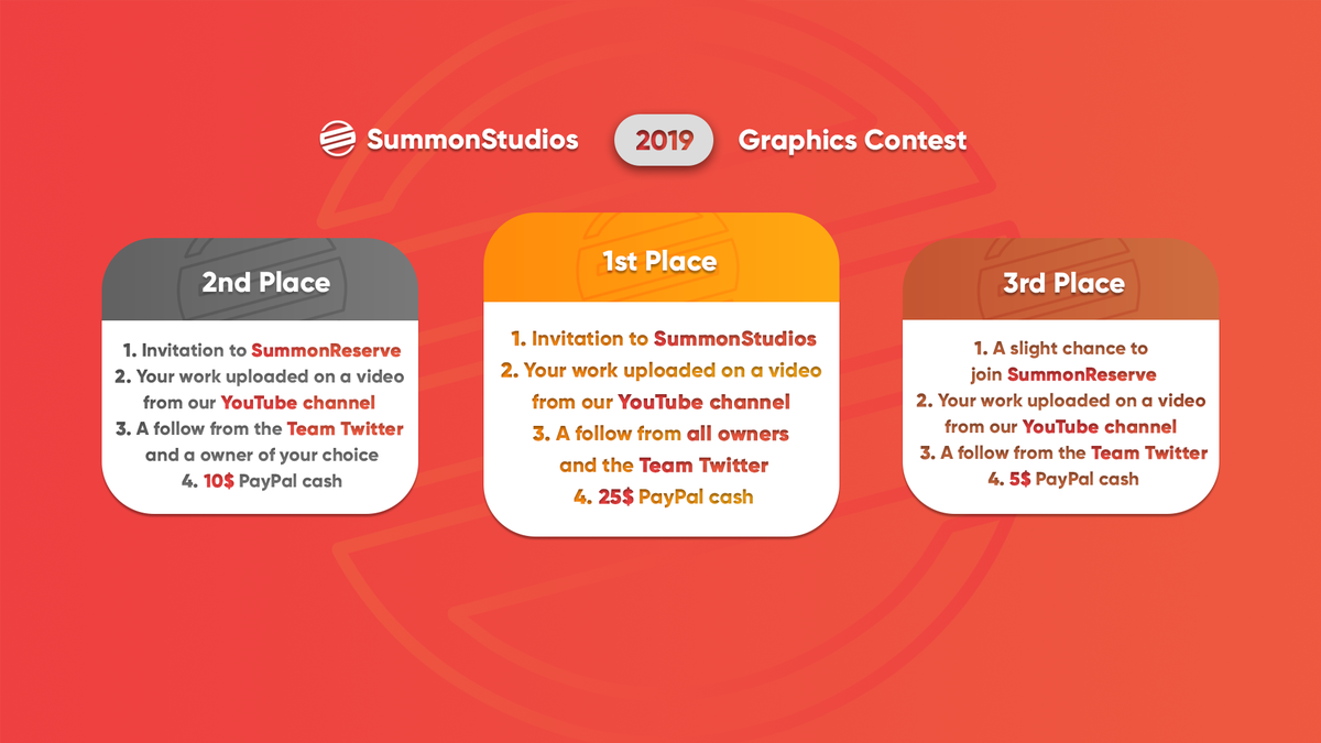 SummonStudios's tweet photo. Our return in 2019 begins with a Contest 🏆
#Summon2019Contest
MC - NON-MC ALLOWED
ENDS 1ST MARCH
RULES IN THE IMAGE

Files: https://t.co/7Se2FjMwro
More info: https://t.co/eLQcfIyfZj https://t.co/QKvLOUvc0o