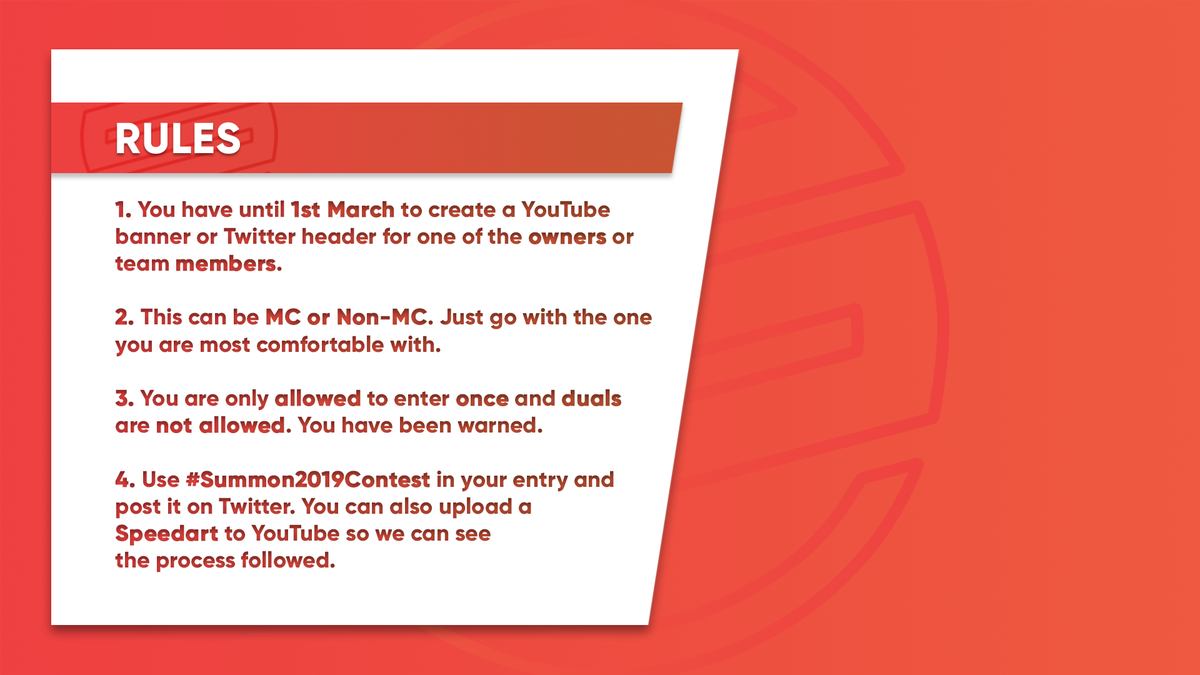 SummonStudios's tweet photo. Our return in 2019 begins with a Contest 🏆
#Summon2019Contest
MC - NON-MC ALLOWED
ENDS 1ST MARCH
RULES IN THE IMAGE

Files: https://t.co/7Se2FjMwro
More info: https://t.co/eLQcfIyfZj https://t.co/QKvLOUvc0o