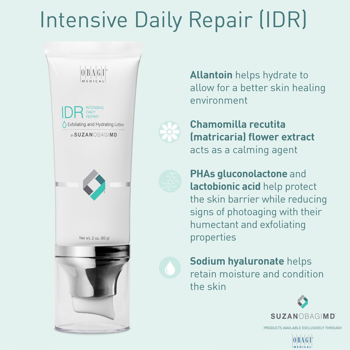 Obagi's tweet photo. SUZANOBAGIMD™ Intensive Daily Repair (IDR) lotion containing polyhydroxy acids (PHAs) gently exfoliates and is designed to improve skin clarity, texture and the visible signs of skin aging. Hello 2019, goodbye dull skin! @suzanobagimd #suzanobagimd
https://t.co/TwODME6qRQ https://t.co/t2wMGenQdG