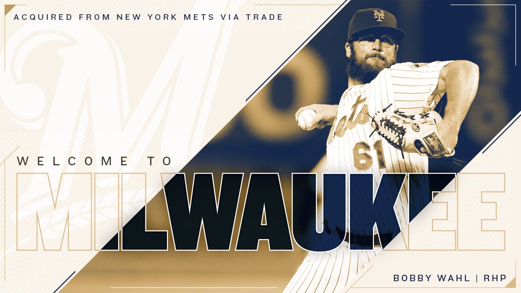 Brewers's tweet image. RHP Bobby Wahl, RHP Adam Hill and INF Felix Valerio have been acquired from the New York Mets in exchange for OF Keon Broxton.