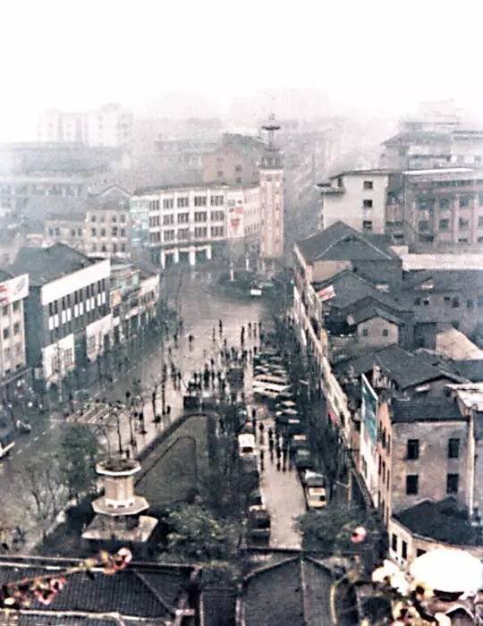 Downtown Chongqing in 1976, the year I was born. The Liberation Monument in city center build in 1947 still the tallest structure in the city