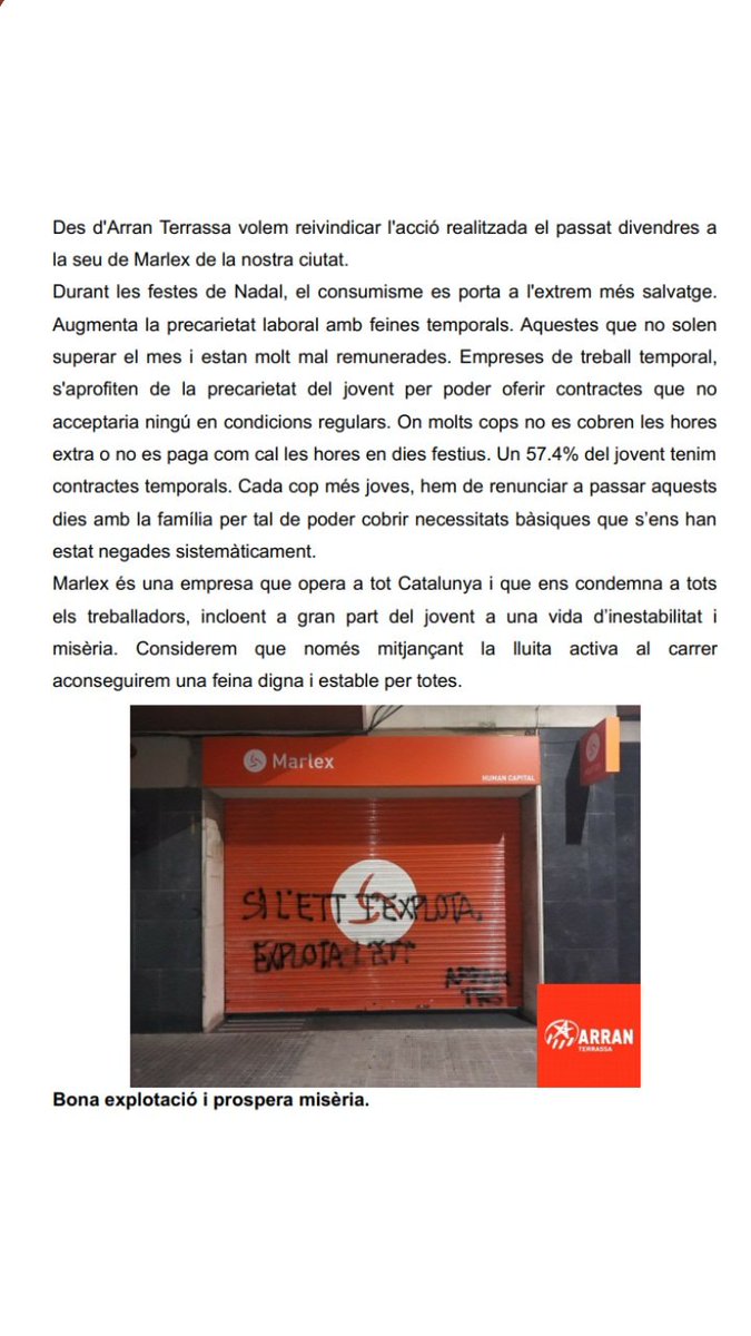 arranterrassa's tweet photo. 🔴COMUNICAT🔴 https://t.co/krvpMT5wVV