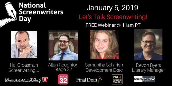 kevinash_film's tweet photo. Just finished attending this webinar, great stuff! Cool folks! 
             
                                                National Screenwriters Day Retweeted https://t.co/lvigj3T3d5
      #NationalScreenwritersDay  #ImAScreenwriter #screenwriting #writer https://t.co/53xnwePKyj