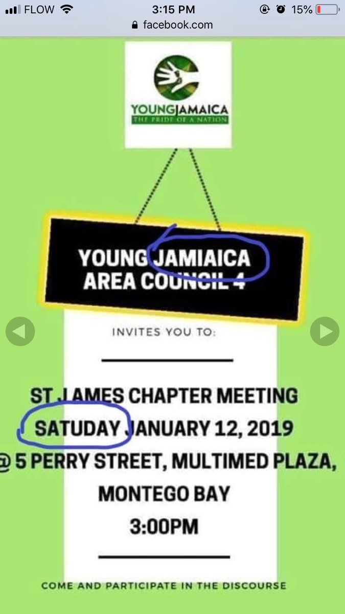 fadazuks's tweet photo. Its funny that @Young_Jamaica  haven’t plan any meeting in Montego Bay but there is a flyer being circulated regarding one. @PNPYOJa  is this what you spend time doing ? This is disgraceful of you and by extension the president. We expect better, but then again.... its the #pnp https://t.co/j4K17B4cCh