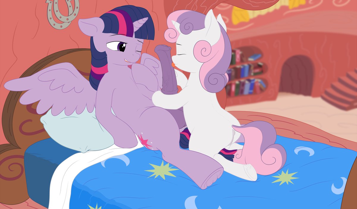 Marecock's tweet photo. Twilight Sparkle: "Gee Sweetie Belle, I didn't know you were so good at this."

Sweetie Belle: "Well I have had lots of practice with my sister." https://t.co/gA1tkyHat0