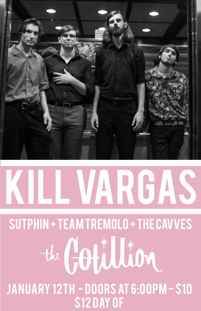 Just one week to wait till we rock 🤘w/ @KillVargasMusic + <a href="/SutphinBand/">Sutphin</a> <a href="/teamtremoloict/">Team Tremolo</a> and <a href="/THECAVVES/">The Cavves</a>!  thecotillion.com