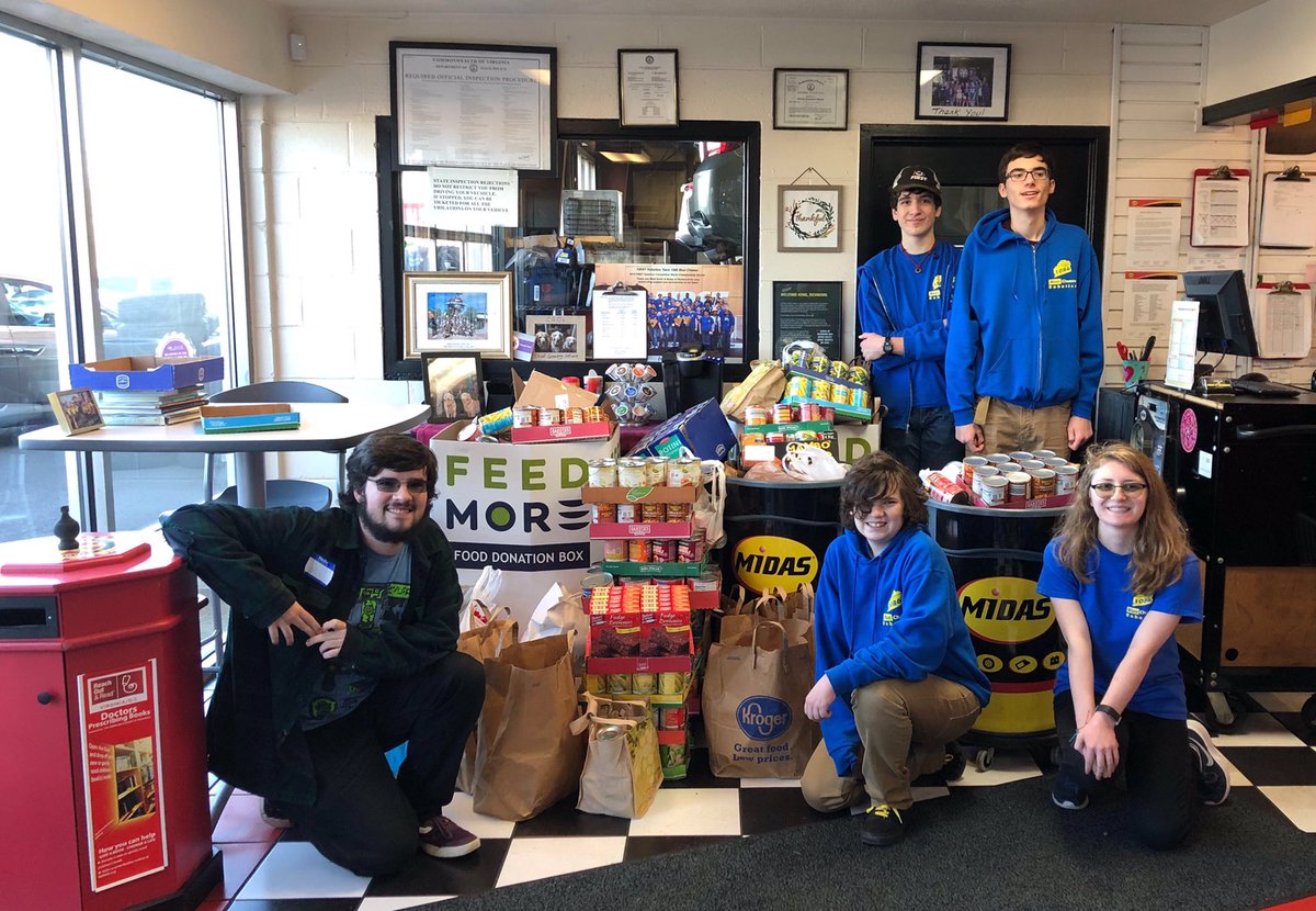 You can’t build a robot if you don’t have food to eat. Today at kickoff we collected food for the hungry and brought it to the collection bins at our sponsor, <a href="/MidasRVA/">Midas of Richmond</a> <a href="/FeedMoreInc/">Feed More</a> #morethanrobots