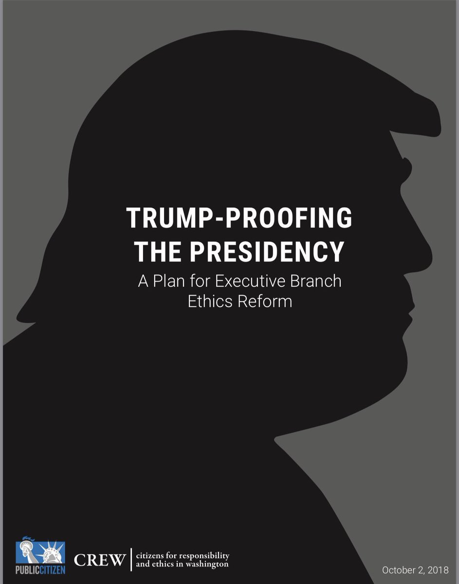 lovetogive2's tweet photo. @jenahearn @Public_Citizen 🚨“@Public_Citizen & @CREWcrew Release ‘Trump-Proofing the Presidency’”
“Trump has Exposed Shortcomings in Executive Branch #EthicsLaws that Require Immediate Fixes”
I. ...#ConflictsOfInterests...
II. ...#FinancialDisclosures...
III. ...#RulesOnGifts... https://t.co/wzAg2UltEt https://t.co/E65XWAHGlO