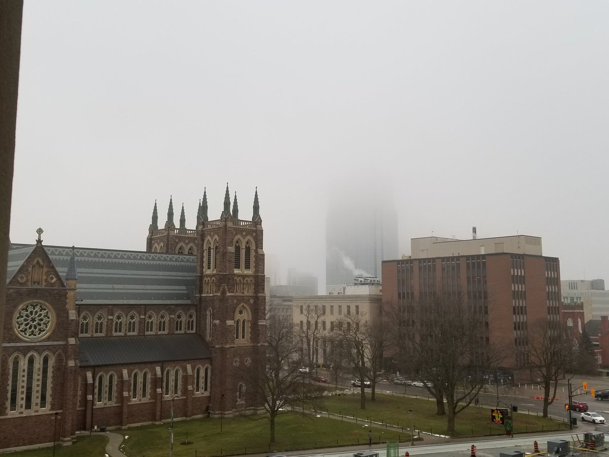 ontario_love's tweet photo. Catching the thief in the act!! (Of stealing One London Place) Unfortunately the fog is protecting their identity.

#ldnont
#thief
#weather
#januaryfog
#downtownlondon https://t.co/mwReYc9UgO