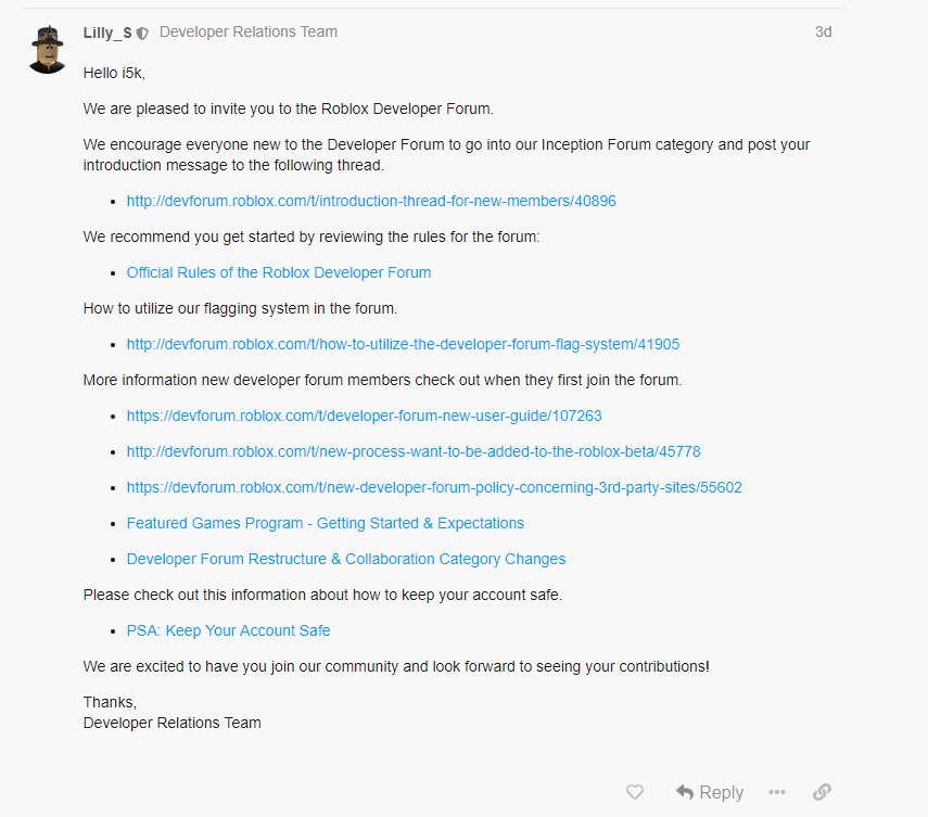 I5k On Twitter Guess Who Just Got Accepted Into The Devforum - how to login into roblox devforum
