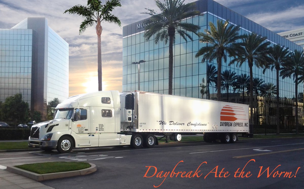 DaybreakExp's tweet photo. We are called Daybreak Express and our slogan is “We Deliver Confidence” for a reason! 
When the day breaks we are already in motion! 
#DaybreakExpressInc #WeDeliverConfidence #OnTimeDelivery #1CustomerService #FreightCompany #Logistics https://t.co/fDGOZehd8J