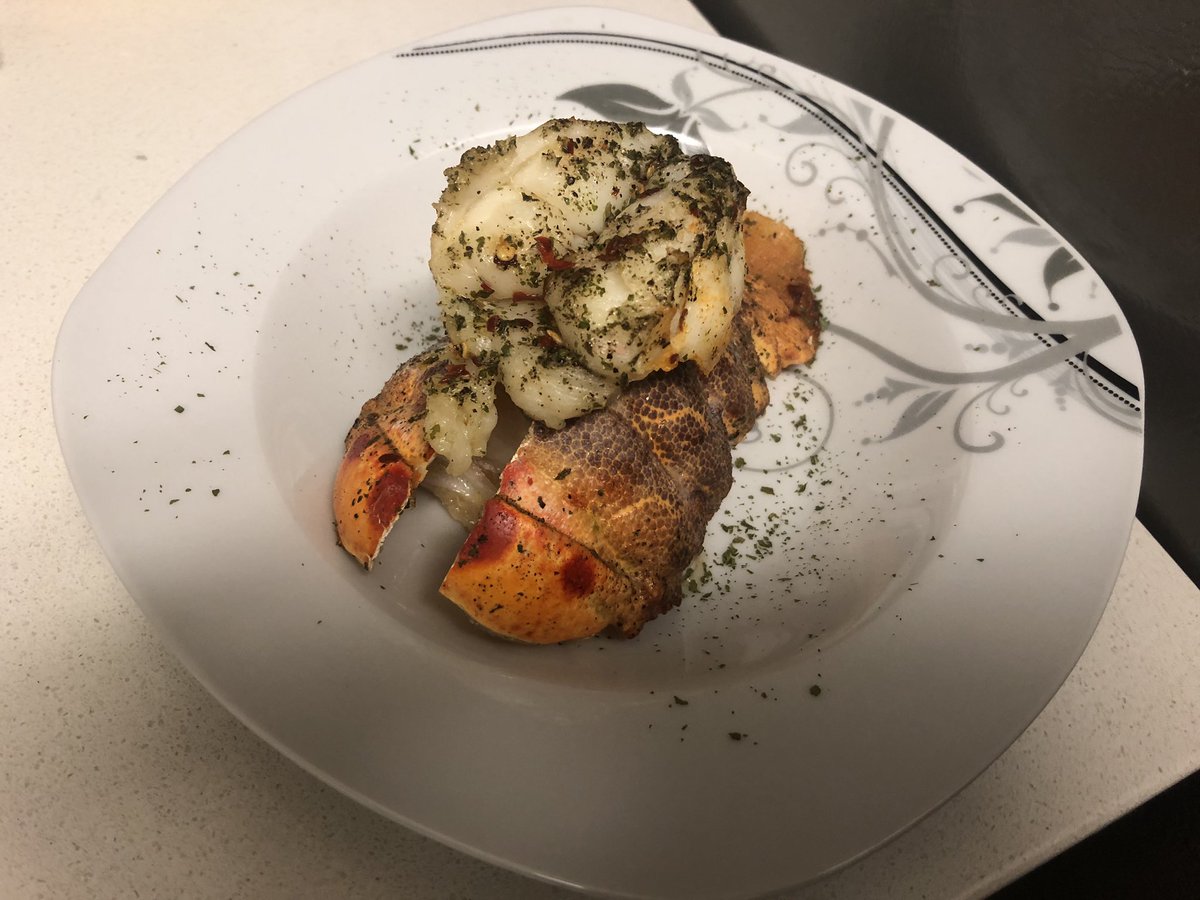 AJRupchandani's tweet photo. Well hello there my handsome lobster ๐ฆ tail. Iโve got my nose buried in a book ๐ and realized I havenโt eaten all day. So lobster tail dinner it is. #ChefAngie #CraftyAngieHumor #SaturdayChefTales https://t.co/8ZWzKwjBgu