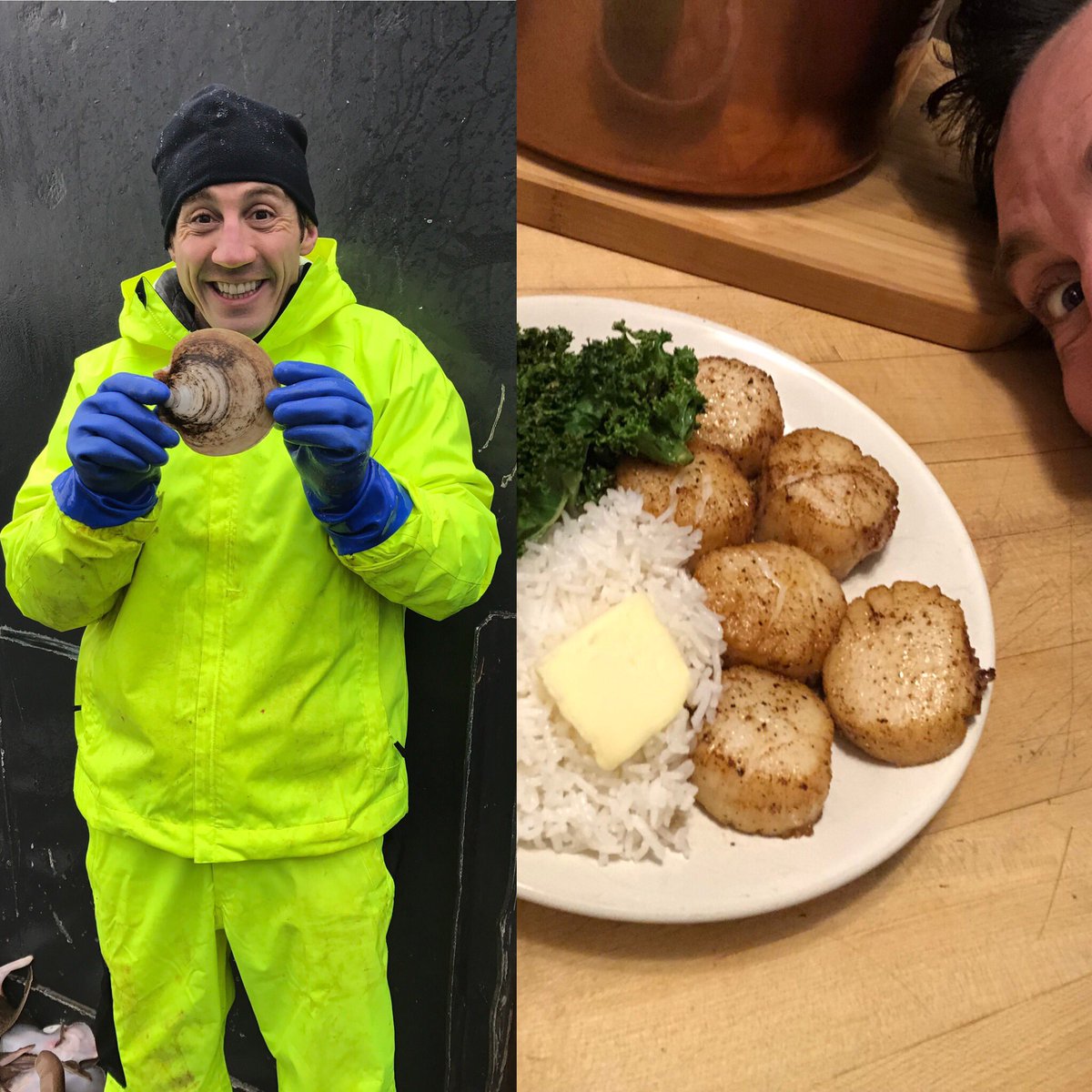 TimKennedyMMA's tweet photo. 1. Make love. 
2. Strive for peace. 
3. Train for war. 
4. Eat real food. 
5. Do epic shit. 
#fishing #scallops #kale #rice  #beforeandafter https://t.co/nzRmbDi1Ks
