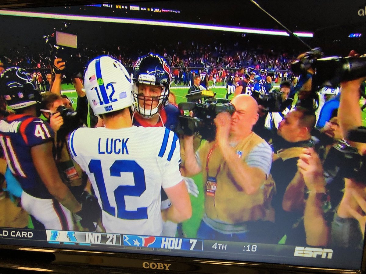 Justin_Wilfon's tweet photo. The Colts just wrapped up their win on ⁦@wsbtv⁩.  Advance to play the Chiefs in Kansas City.  #MarchToAtlanta https://t.co/2uvRyX0rC4