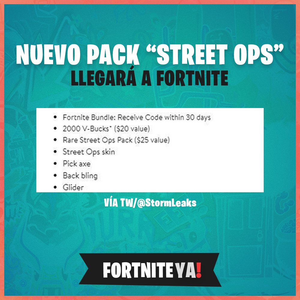 fortniteyaok's tweet photo. 👀 FILTRADO: Nuevo Pack "Street Ops" llegará pronto a Fortnite. Información obtenida del sitio Web de Walmart. 
#FortniteYA #FortniteBR #FortniteCommunity #FortniteNews #FortniteLeaks #StreetOps #fortnitebundle https://t.co/oMkEauN0hl