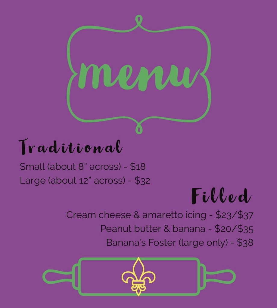 GraciesBakery's tweet photo. Just one more sleep till we can eat king cake... and just in time, here’s my 2019 menu/price list! https://t.co/86ImDoWs0S