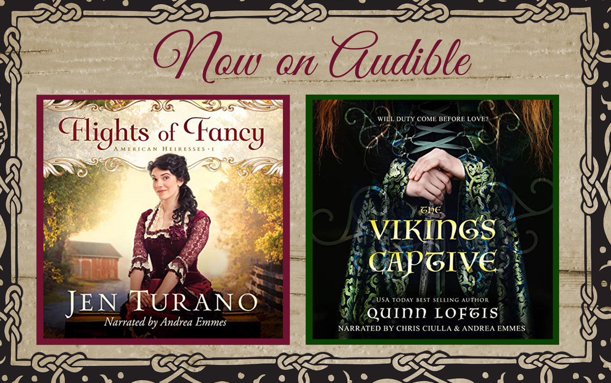 #AndreaOnAudible Flights of Fancy by <a href="/JenTurano/">Jen Turano</a> adbl.co/2ESygu9
published by <a href="/TwoWordsPub/">Two Words Publishing</a> and The Viking's Captive by <a href="/AuthQuinnLoftis/">Quinn Loftis</a> bit.ly/VikingsCaptive published by <a href="/BlackHillsAudio/">BlackHillsAudiobooks</a> #HistoricalRomance #CleanReads